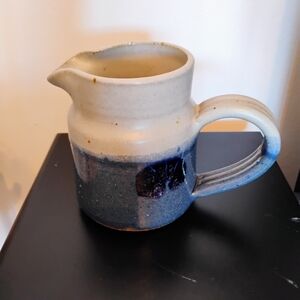 Handcrafted Blue and Cream Ceramic Pitcher